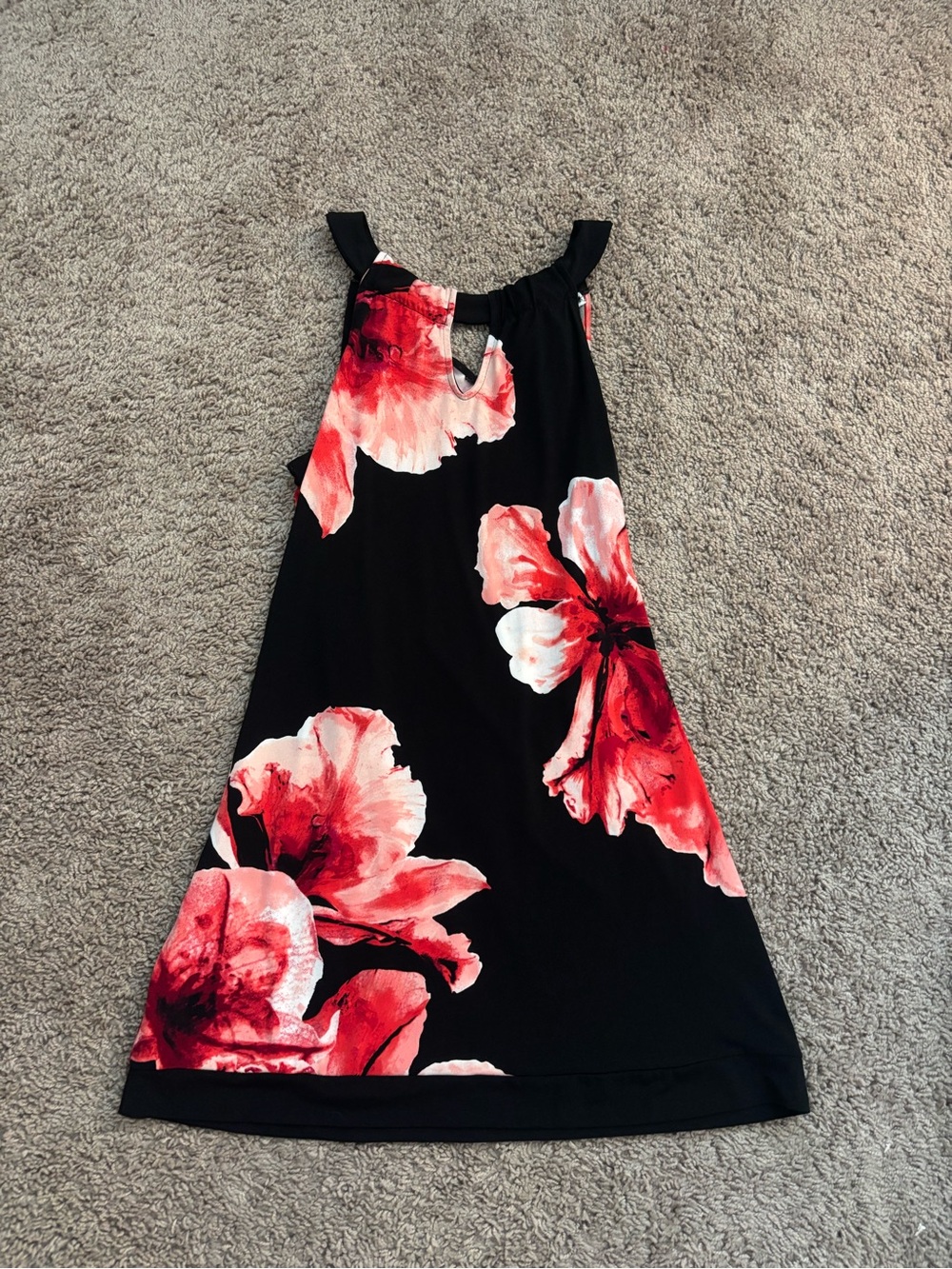 White House Black Market Black Dress with Red Floral Print